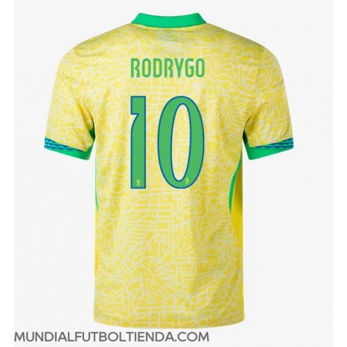 Camiseta Brasil Rodrygo Goes #10 Primera Equipación Replica Copa America 2024 mangas cortas